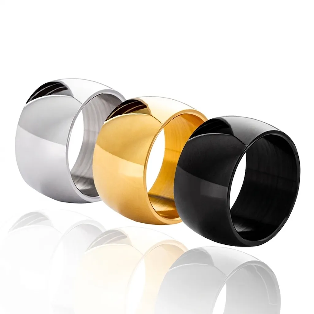 Bague Large en Acier Inoxydable Poli Miroir Style Punk Hip Hop Minimaliste Bijoux pour Hommes Femmes Accessoires Quotidiens