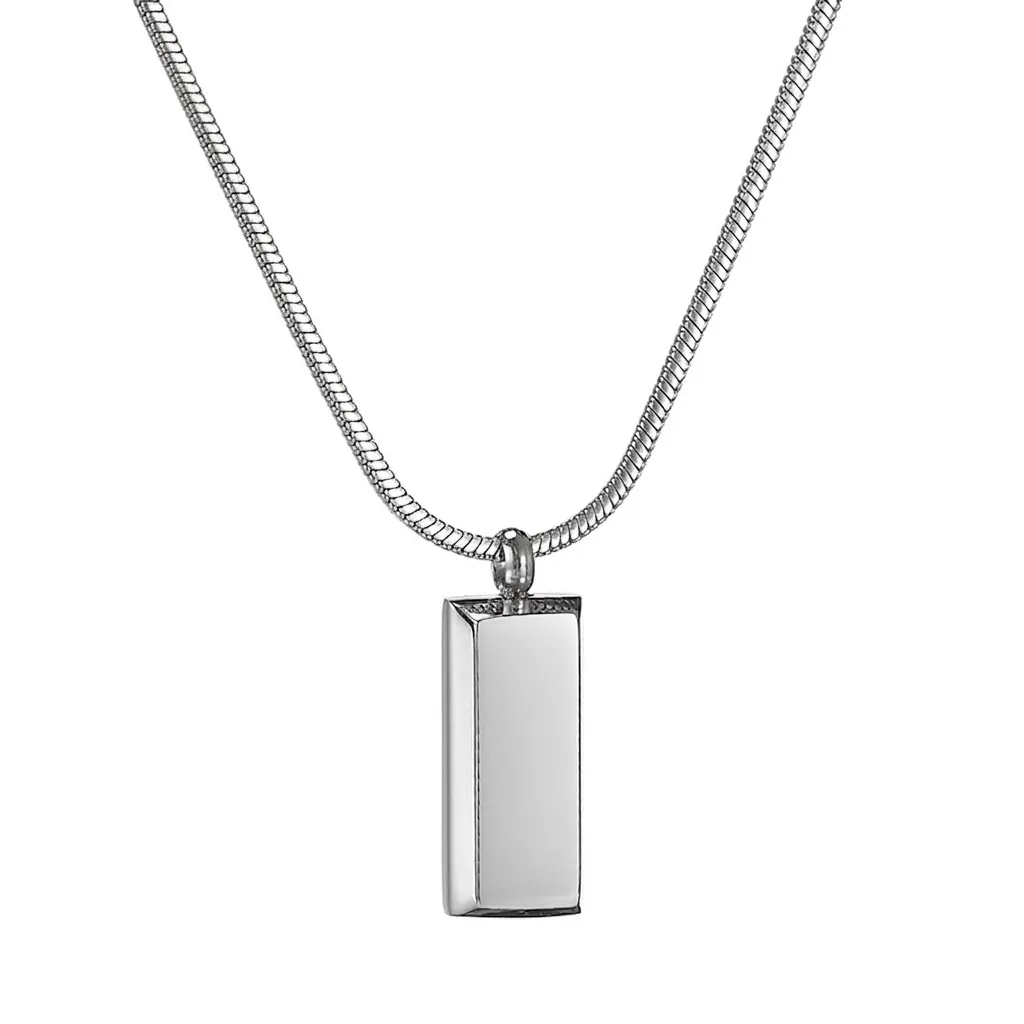 Minimalist Stainless Steel Rectangular Bar Pendant Necklace For Women Men Silver Geometric Snake Chain Fashion Jewelry