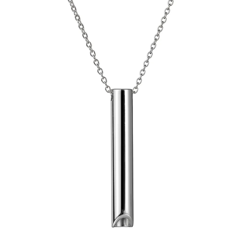 Collana con Ciondolo a Fischietto in Acciaio Inossidabile Minimalista con Design a Tubo Cilindrico e Finitura Lucida Unisex