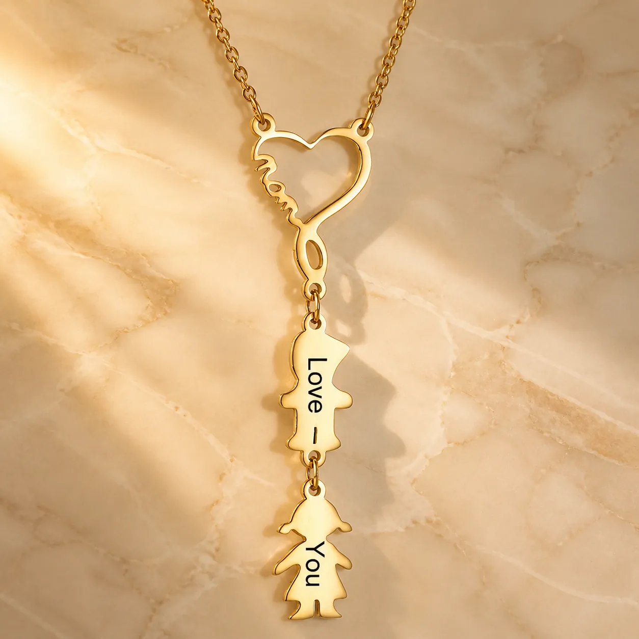 Collar de Acero Inoxidable con Colgante de Corazón Mom Oro Plata Niño Niña Dijes Joyería Familiar para Madre Regalo