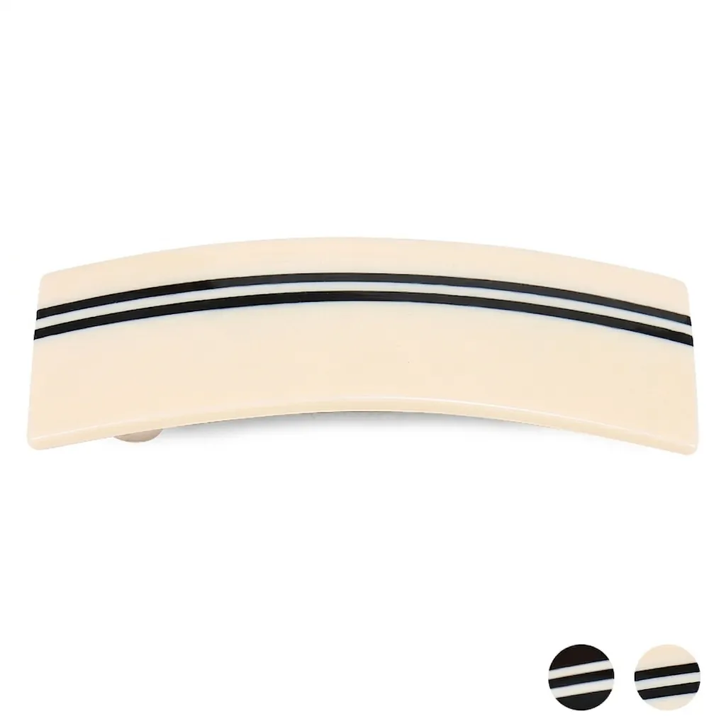Pince à Cheveux à Ressort en Acétate Rayé Style Français Élégant Rectangulaire Blanc Crème Noir Géométrique Pince pour Femme