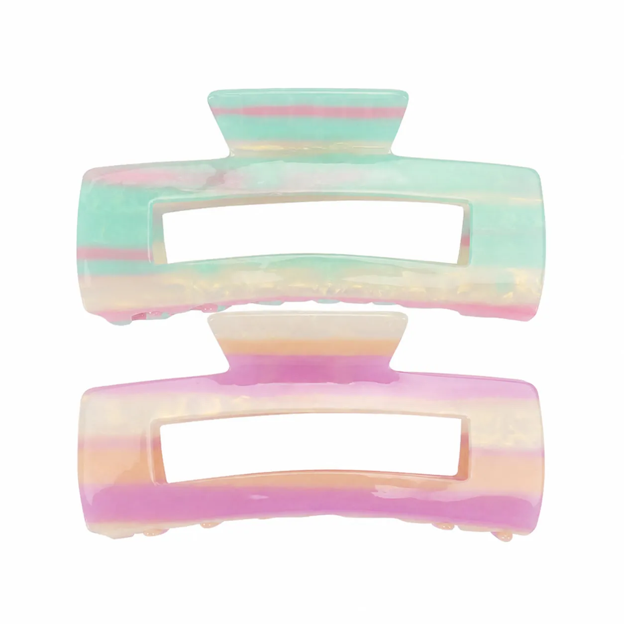 Large Acetate Hair Claw Clip For Women Dreamy Marble Gradient Pattern Hollow Rectangle Shark Clip Hair Accessories