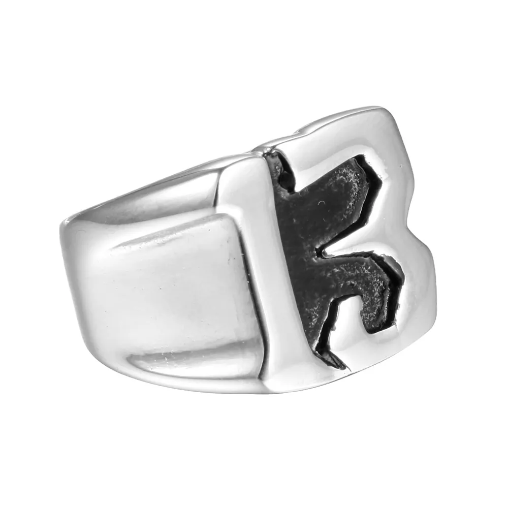 Punk Stainless Steel Number 13 Letter K Ring For Men Vintage Biker Industrial Style Polished Titanium Steel Jewelry