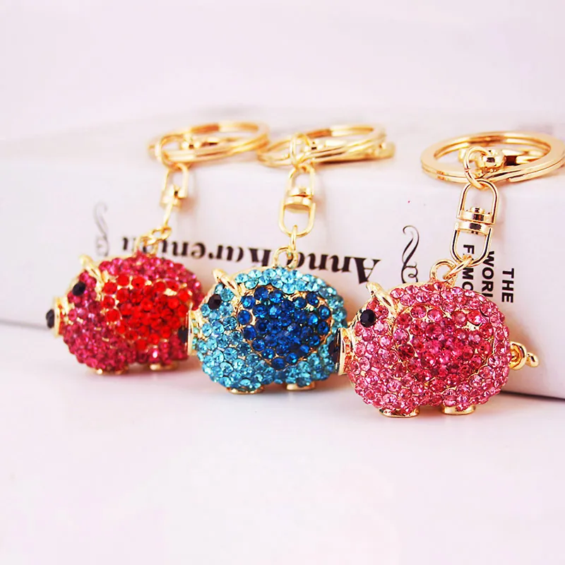 Porte-clés Cochon en Strass Étincelant Mignon Pendentif Animal en Alliage Pour Femmes Accessoire de Clés de Voiture Bijoux Cadeau