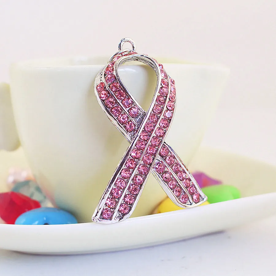Portachiavi con Nastro Rosa in Strass Lega di Zinco Simbolo di Carità Accessori Ciondolo per Borsa Gioielli Donna