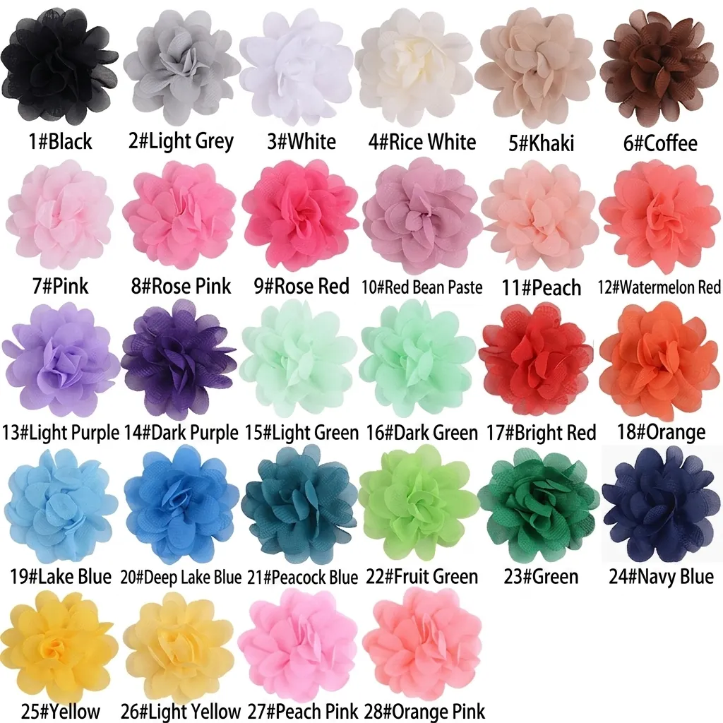 Handmade Polyester Chiffon Flower Accessories For DIY Hair Clips Clothing Elegant Multicolor Fabric Craft Flowers For Kids Women