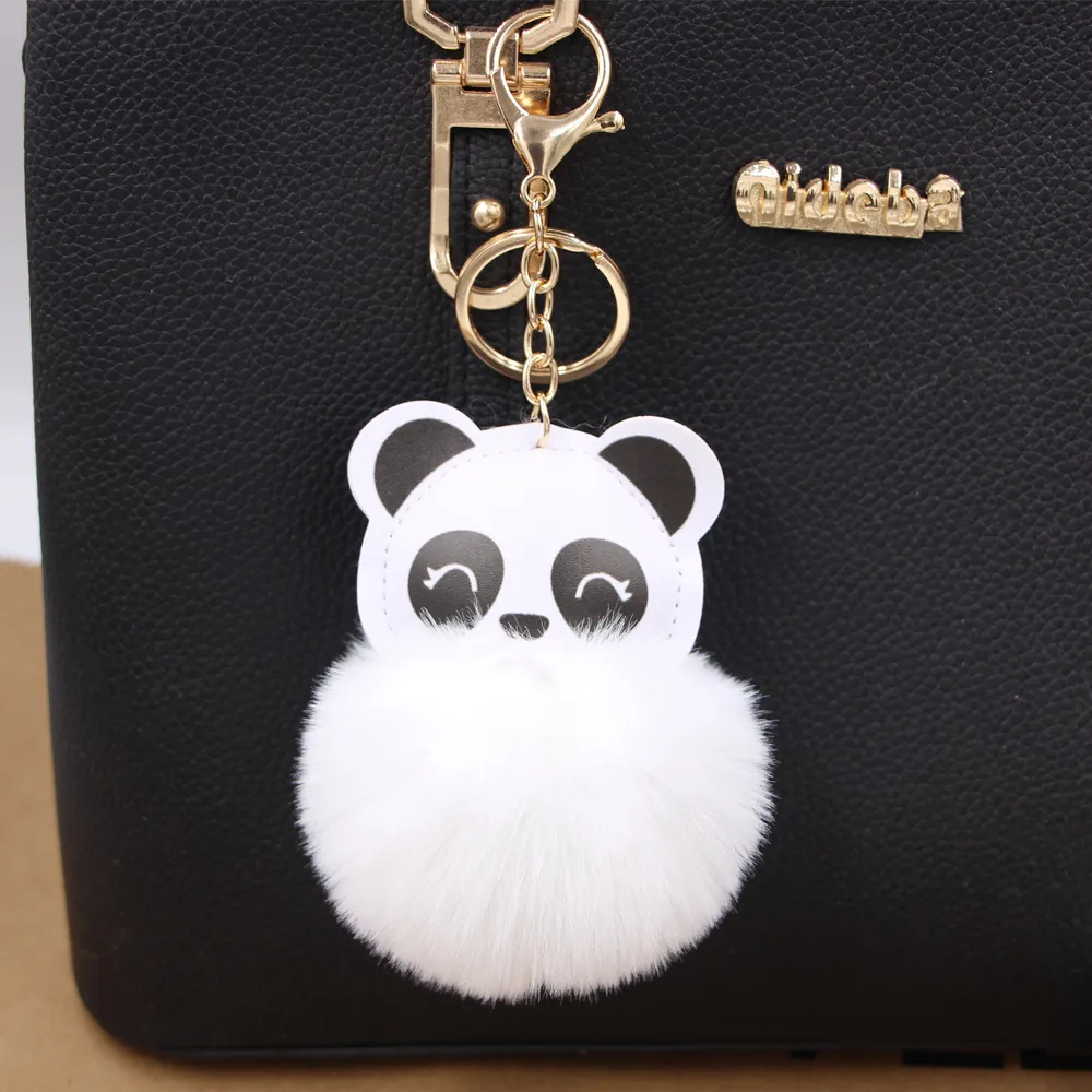 Niedlicher Nationalschatz Panda Plüschball Schlüsselanhänger Für Damen Cartoon Kunstfell Tasche Anhänger Gold Legierung Schlüsselring Geschenk