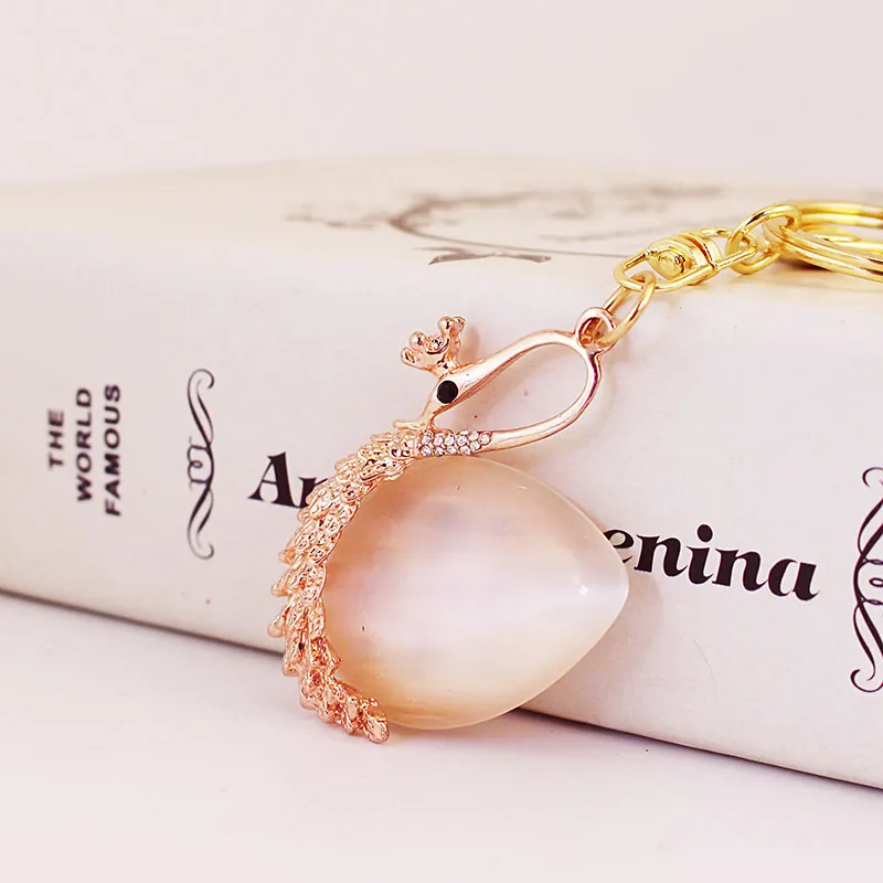 Eleganter Roségold Schwan Strass Schlüsselanhänger Zinklegierung Schlüsselring Für Damen Tasche Anhänger Schmuck Geschenk