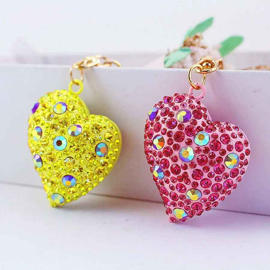 Portachiavi a Cuore in Lega di Zinco con Strass per Donna Simpatico Ciondolo Luccicante per Borsa Regalo per Zaino Accessori