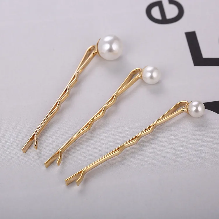 Collection de Barrettes à Cheveux en Alliage d'Or avec Künstliche Perles Blanches d'Imitation pour Femmes Accessoires Cheveux Quotidien