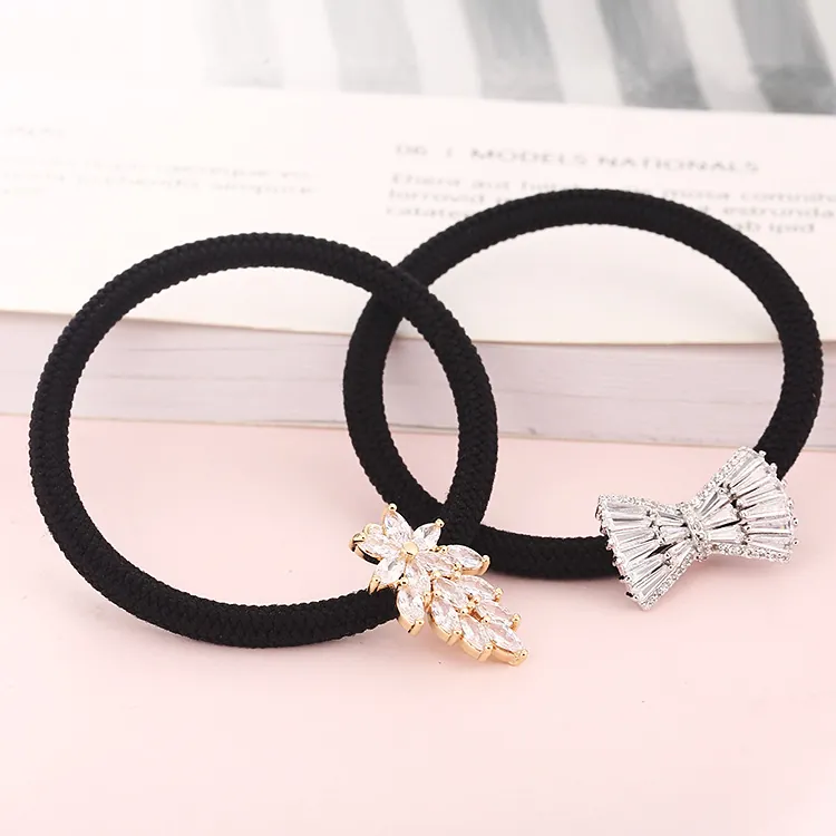 Elegante Corda Elastica Per Capelli Da Donna In Lega Zirconia Volpe Fiocco Design Coreano Moda Accessori Per Capelli