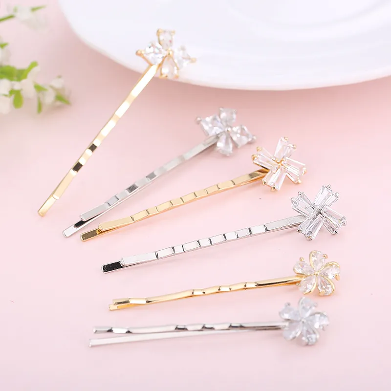 Eleganti Fermagli per Capelli a Fiore in Lega di Zircone per Donna Forcine di Cristallo Geometriche Oro Argento Moda Accessori per Capelli