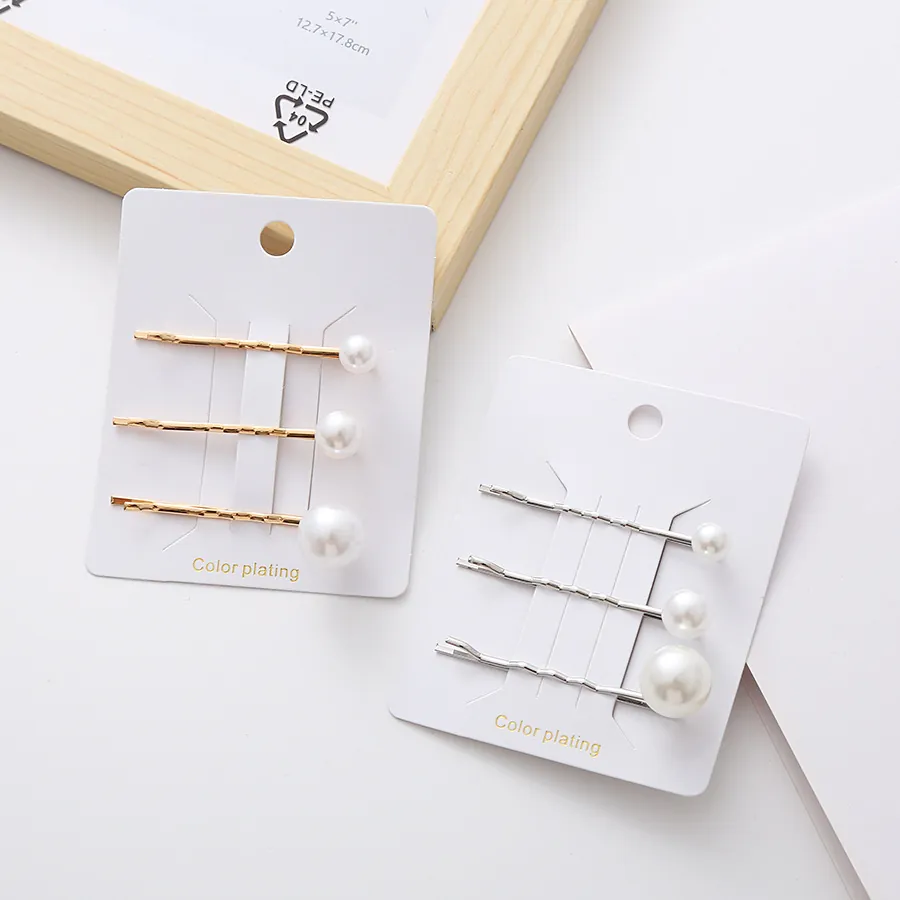 Elegant Minimalist Zinc Alloy Faux Artificial Pearl Hair Clips Electroplated Gold Silver Bobby Pins Fashion Hair Accessories For Women
