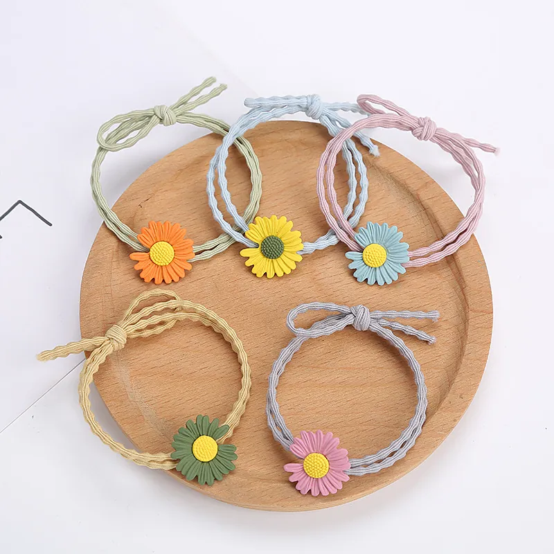 Élastiques à Cheveux Marguerites de Style Coréen avec Fleurs en Résine pour Femmes et Filles Accessoires de Coiffure