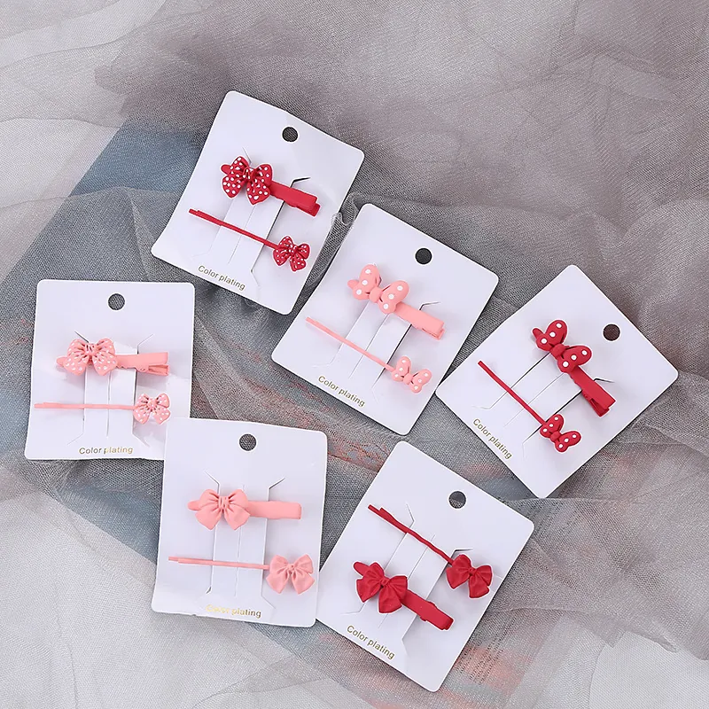 Douces Barrettes à Cheveux en Alliage Nœud à Pois Pince Crocodille et Épingle pour Femmes Filles Accessoires Cheveux