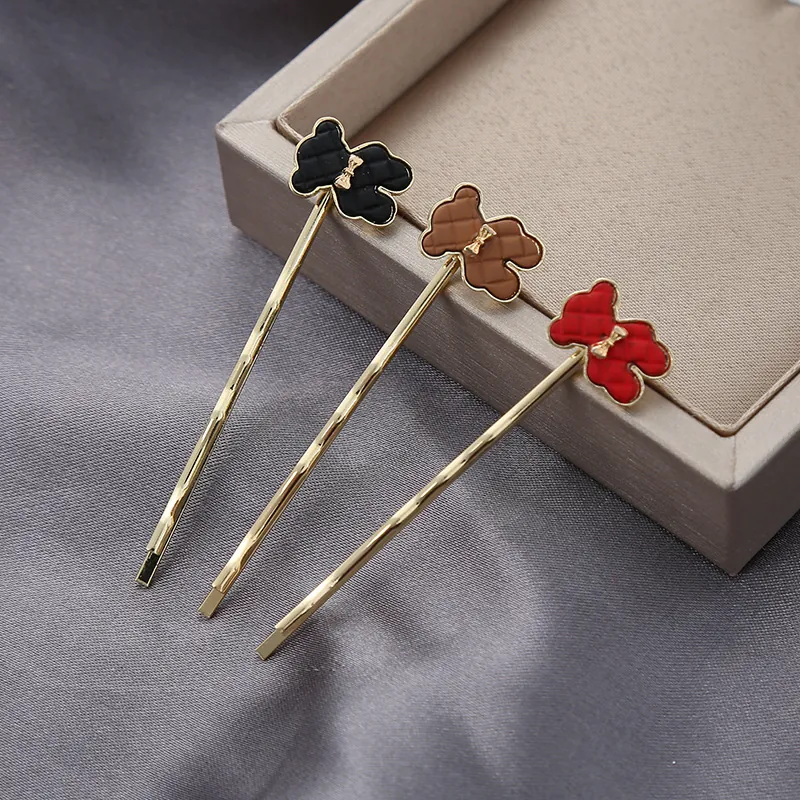 Pince à Cheveux Ours en Alliage Style Coréen pour Femmes Filles Motif Matelassé Détail Nœud Papillon Épingle à Cheveux en Métal Accessoires de Mode