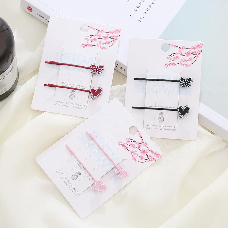Dolce Fermaglio per Capelli con Fiocco e Cuore Perla Artificial Sintetica Forcine in Lega Laccata per Donna Matrimonio Festa Quotidiana