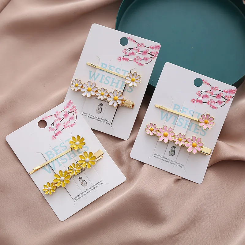 Ensemble De Barrettes Cheveux Marguerite Pastorale Pour Femmes Filles Alliage Émail Pince Croco Épingle À Cheveux Coiffe