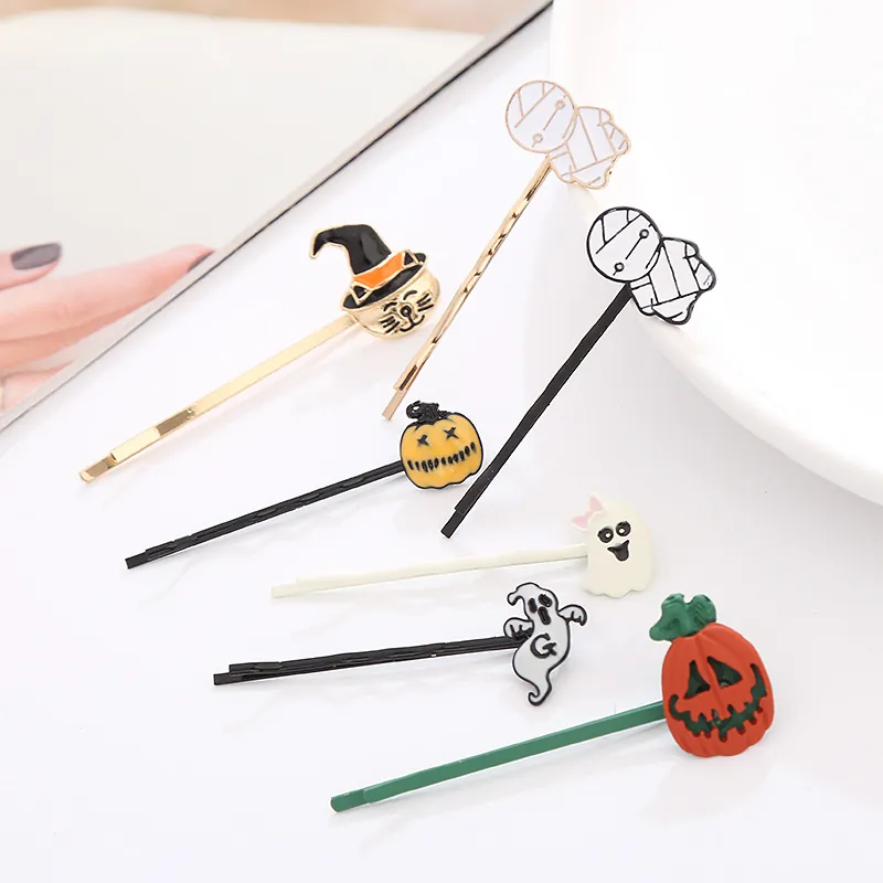 Halloween Hair Clips Funny Pumpkin Ghost Mummy Cat Wizard Hat Novelty Metal Hair Accessories For Women Girls Party Decoration