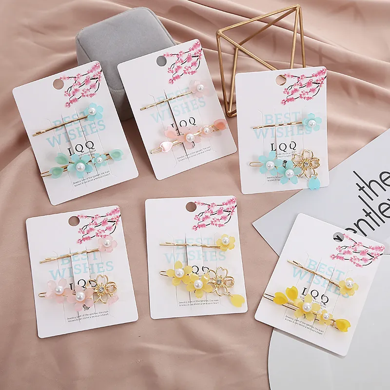 Eleganti Fermagli per Capelli ai Fiori di Ciliegio in Lega e Resina con Nappina e Künstliche Perle Imitazione Forcina per Donna Accessori Capelli Floreali