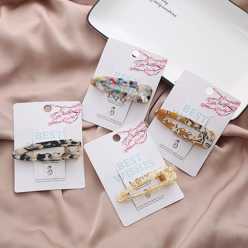 Korean Style Marble Texture Acrylic Hair Clip For Women Gold Foil Inlaid Duckbill Clip Sweet Hair Accessory Headwear