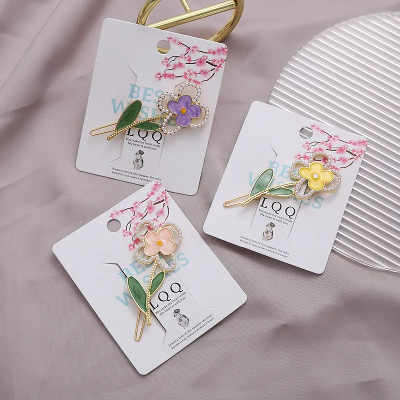 Süße Emaille Blume Haarklammer Für Damen Gold Legierung Blütenblatt Haarnadel Mit Künstliche Perlen Akzenten Elegante Floral Haarspange Schmuck