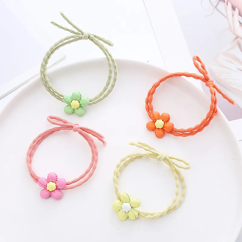 Élastiques à Cheveux Fleur Mignons Couleur Bonbon Nœud Papillon Scrunchies pour Filles Doux Bandeaux en Tissu Haute Élasticité