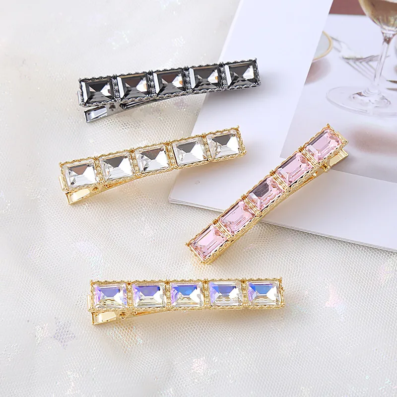 Pince à Cheveux Simple en Alliage de Strass de Style Coréen Mode Pince Crocodile Élégantes Épingles à Cheveux en Cristal pour Accessoires de Cheveux pour Femmes