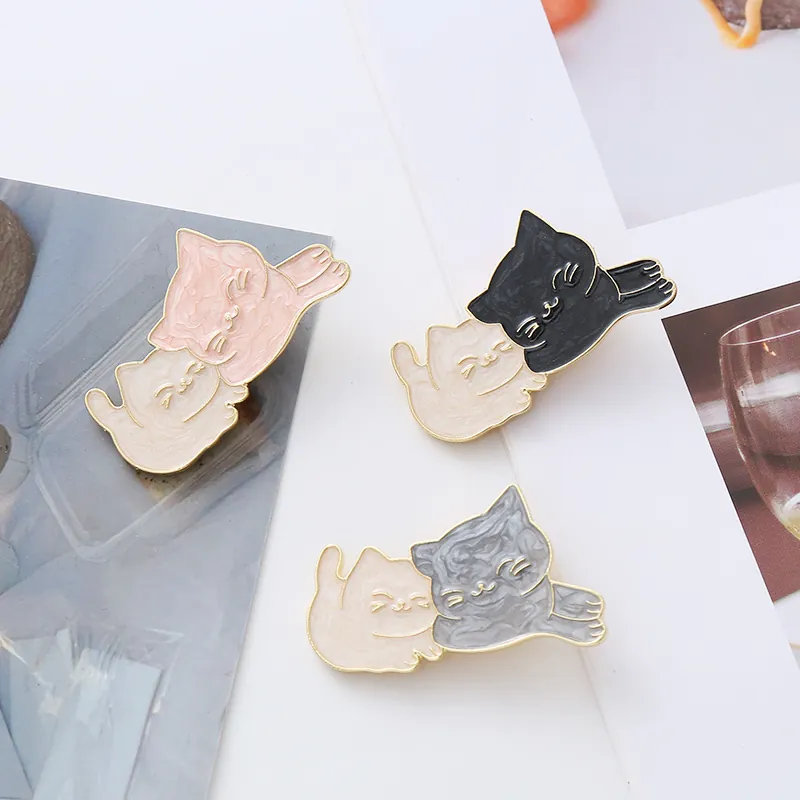 Barrette à Cheveux en Alliage de Zinc Émaillé Chats Mignons Liés Accessoire de Mode Doux pour Femmes et Enfants