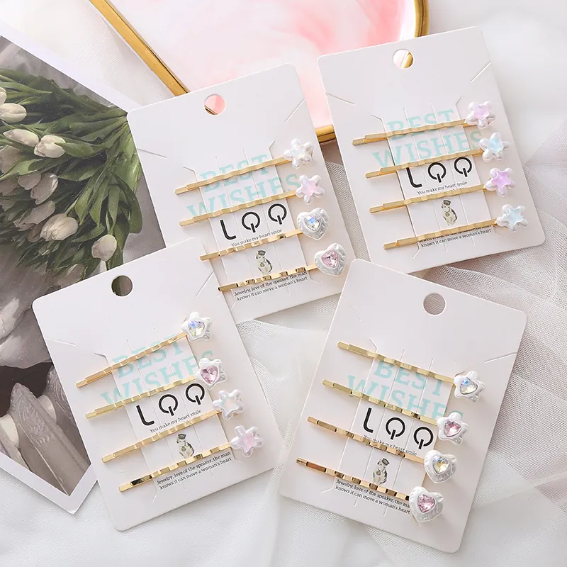 Gouden Legering Ster Hart Bloem Haarclips Met Imitatie Kunstparel Strass Voor Vrouwen Zoete Fee Dagelijkse Feest Haaraccessoires