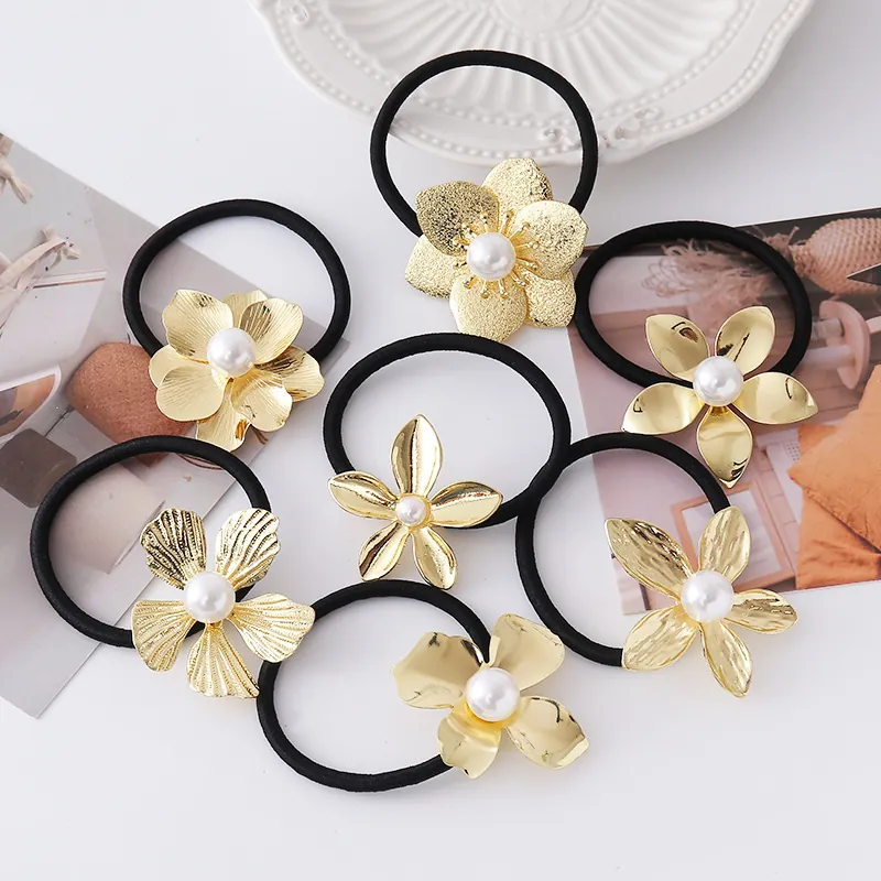 Elastico per Capelli Donna Elegante Fiore in Lega Dorata Con Perla Artificial Sintetica Fascia Elastica per Matrimonio Festa Quotidiano