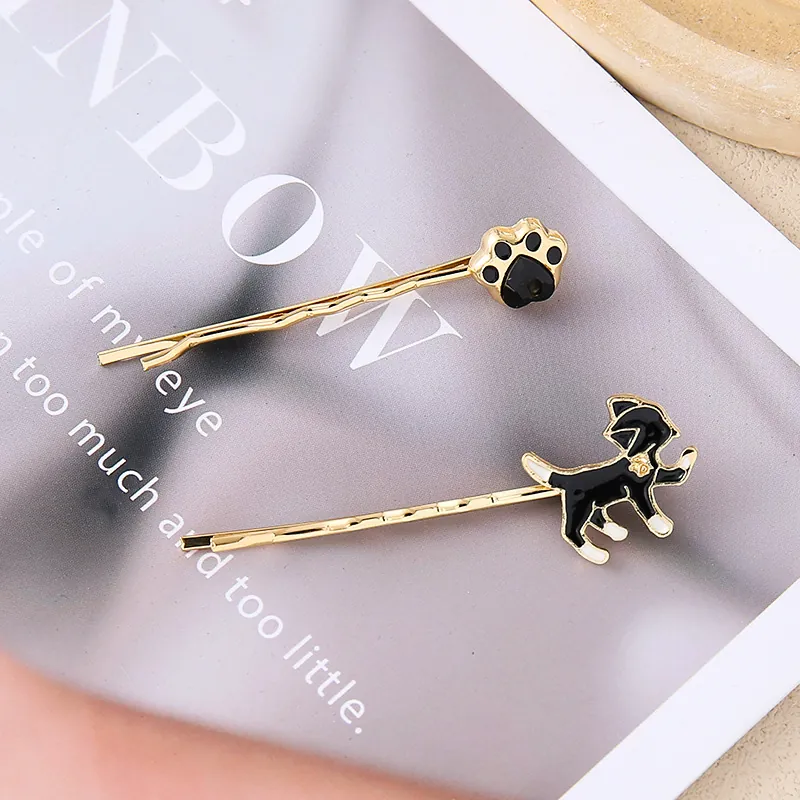 Simpatico Set di Fermagli per Capelli in Lega di Gatto Oro Smalto Zampa di Gatto Cuore Strass Forcine Semplici Accessori per Capelli Donna