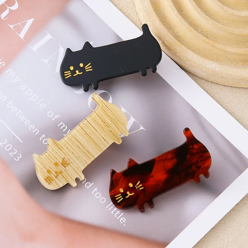 Cute Animal Shaped Cat Hair Clip Acrylic Duckbill Clip For Girls Women Minimalist Sweet Side Bangs Clip Fashion Hair Jewelry