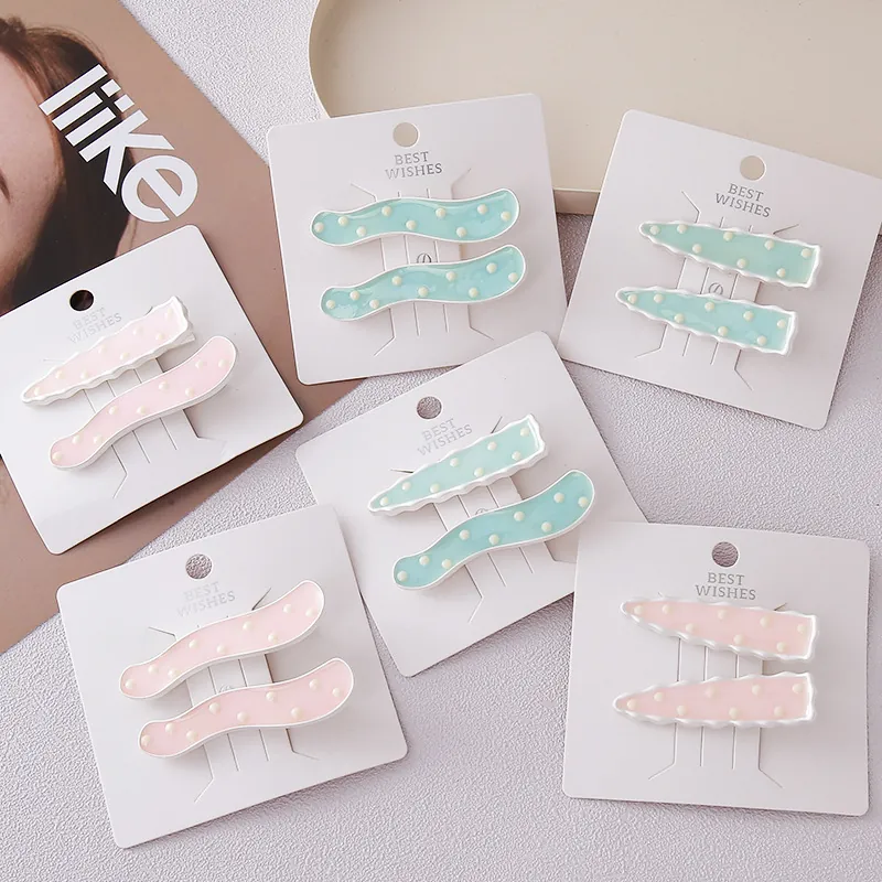 Barrettes À Pois Ondulées En Alliage Résine Douces Épingles À Cheveux Pour Femmes Filles Quotidien Clip Latéral Accessoires