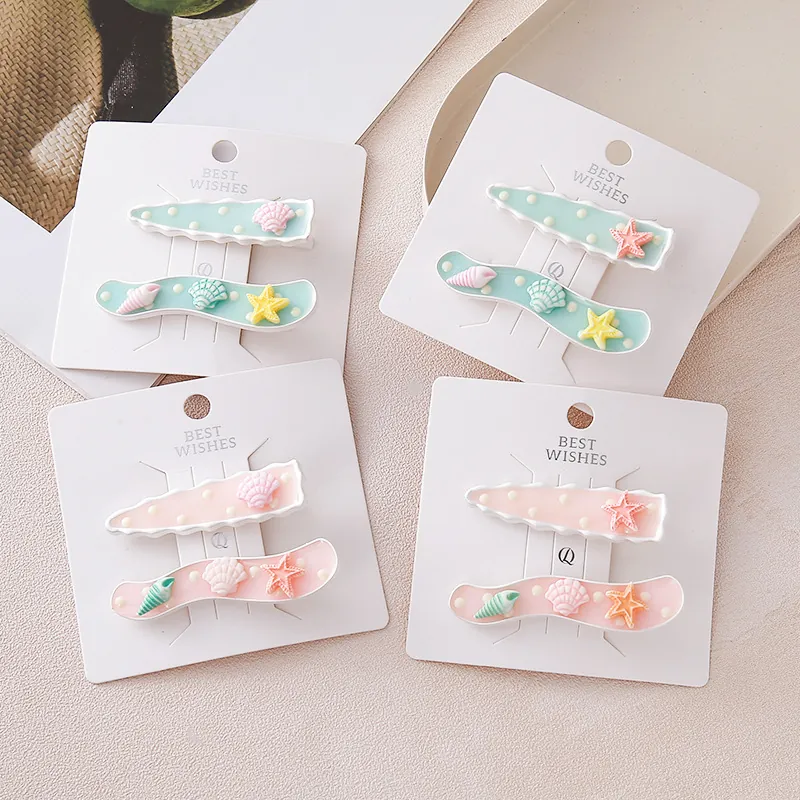 Pinces à Cheveux Bec de Canard Douces Étoile de Mer Coquillage Pois Résine Thème Mer Épingles à Cheveux Pour Femmes Filles