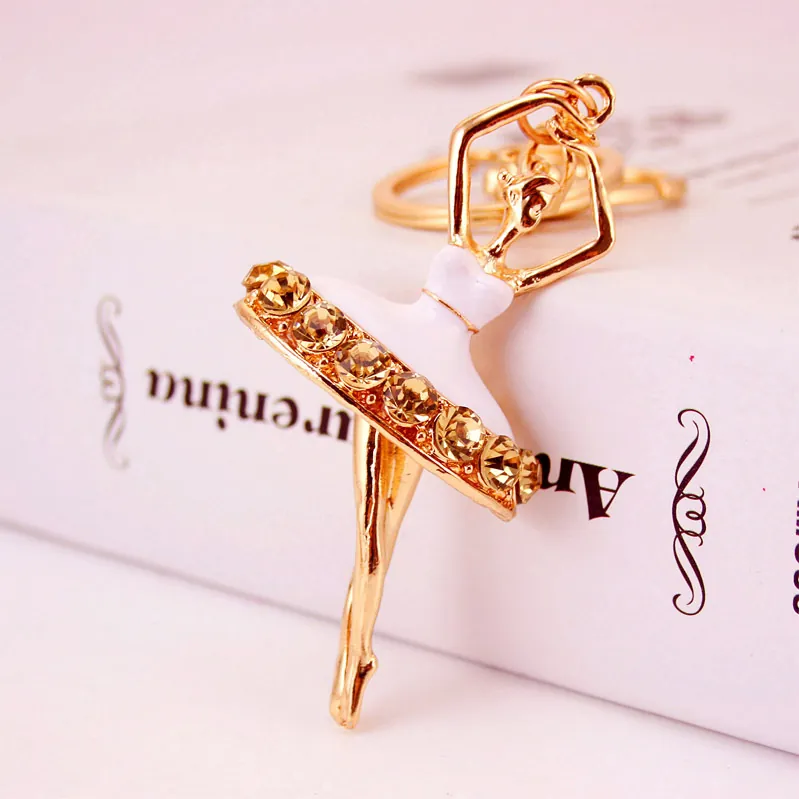Simpatico Portachiavi Ballerina in Lega di Zinco Con Pendente in Smalto e Strass per Decorazione Borsa Donna Elegante Regalo