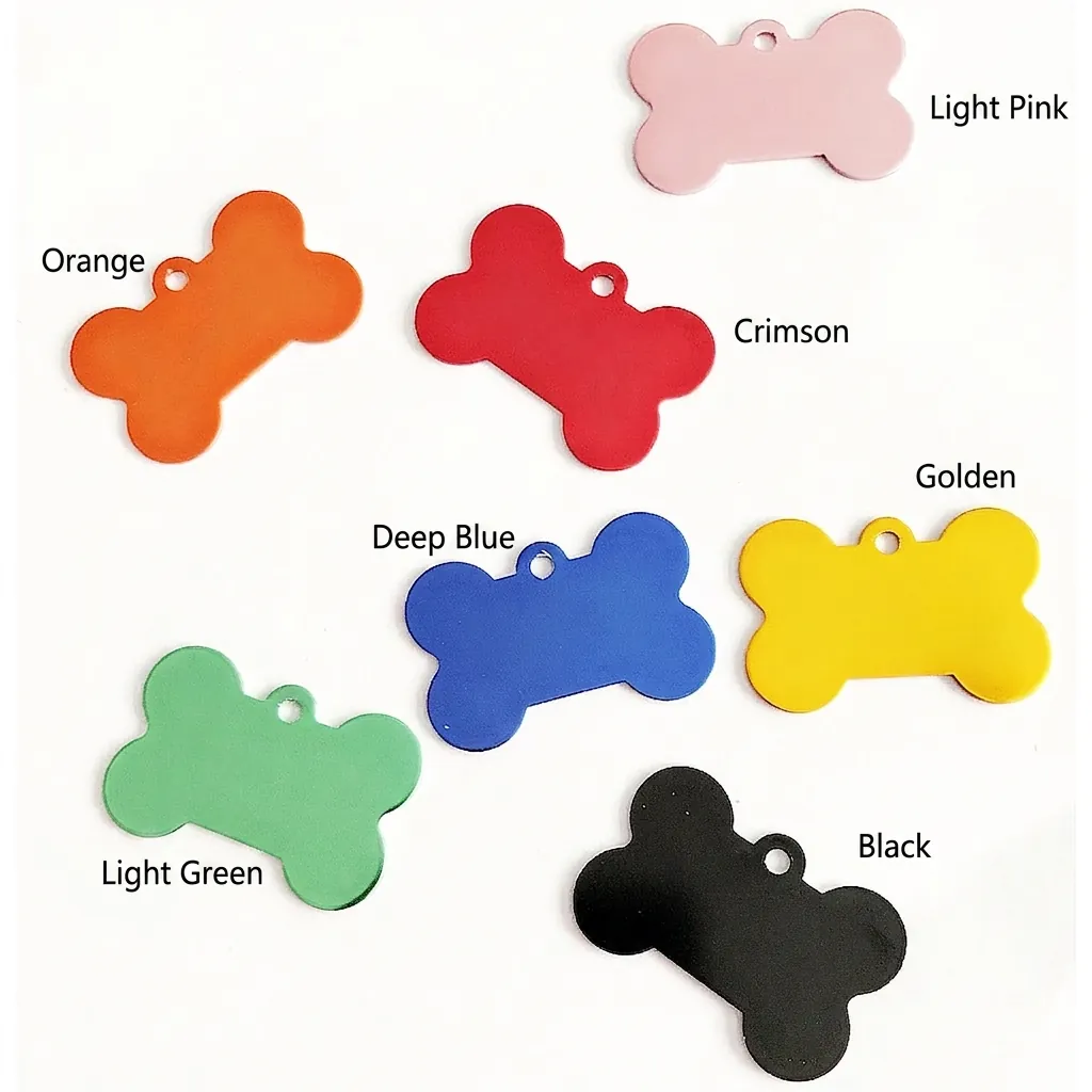 Aluminum Alloy Bone Shape Paw Print Pet ID Tag Personalized Anti-Lost Identity Nameplate For Dogs Cats Puppy Accessories