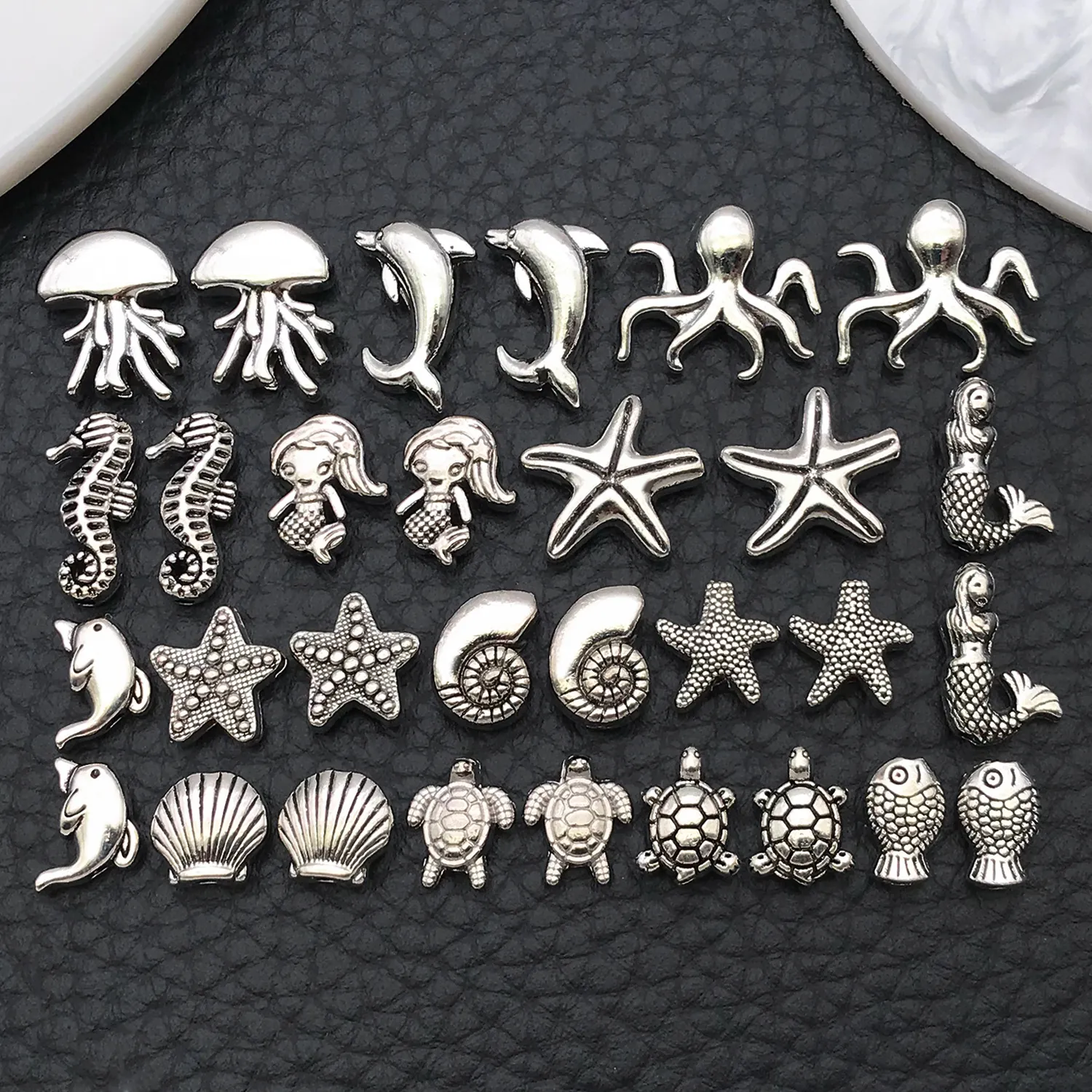Antiek Zilveren Zeeleven Tussenkralen Gemengde Zeewezens Bedels Zinklegering DIY Sieraden Accessoires Kettingen Maken