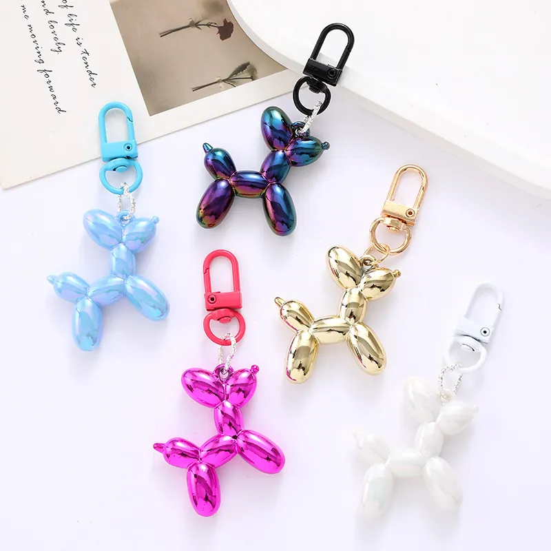 Fashion Acrylic Balloon Dog Keychain Versatile Shiny Animal Bag Charm Pendant For Phone Case Women Girls Gift Jewelry Accessory