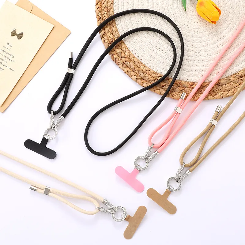 Cordon de Téléphone Bandoulière Ajustable Corde en Nylon Avec Anneau de Strass pour Sac Chaîne Anti-perte pour Femmes