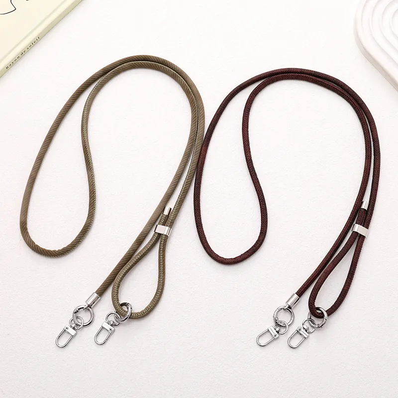 Adjustable PU Leather Phone Lanyard Crossbody Bag Strap Woven Fashion Hanging Ornament Mobile Phone Keychain Accessory For Women