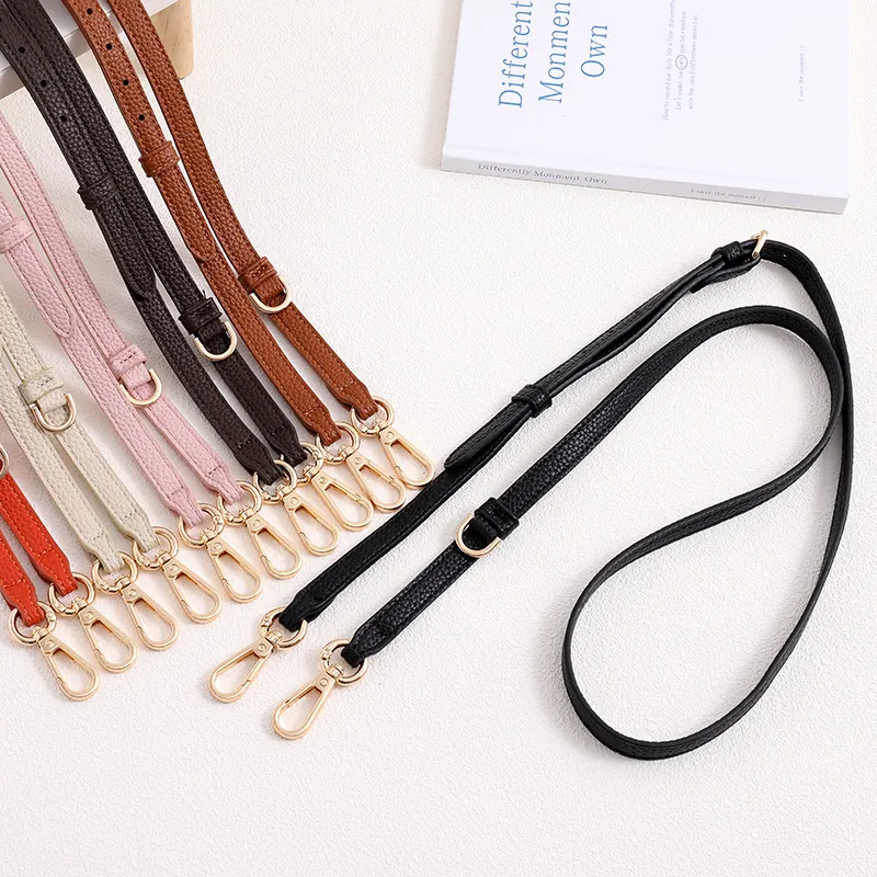 Verstelbare Kunstleren Tasriem Vervanging Telefoon Lanyard Lychee Patroon Crossbody Ketting Met Goud Legering Gesp Dames Mode Accessoire