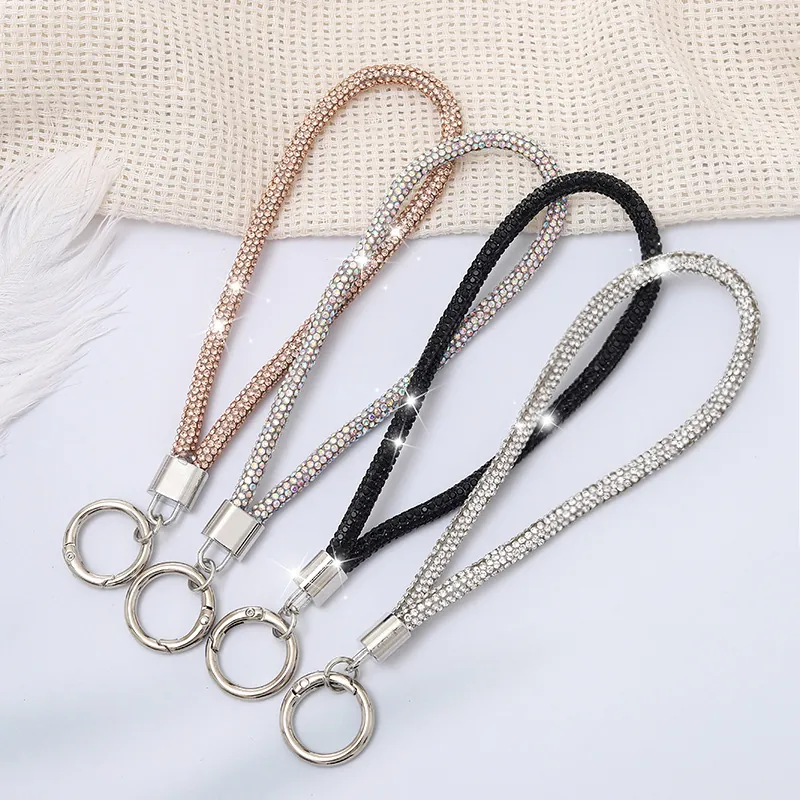 Porte-clés de Luxe en Chaîne de Strass Bracelet de Poignet à la Mode Ornement de Sac Anti-Perte pour Femmes Cadeau Bijoux Élégant