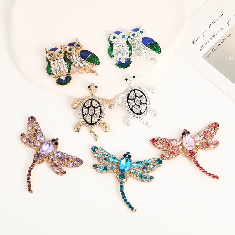 DIY Animal Shoe Charms Zinc Alloy Rhinestone Dragonfly Owl Turtle Decorations For Crocs Jewelry Making Accessories