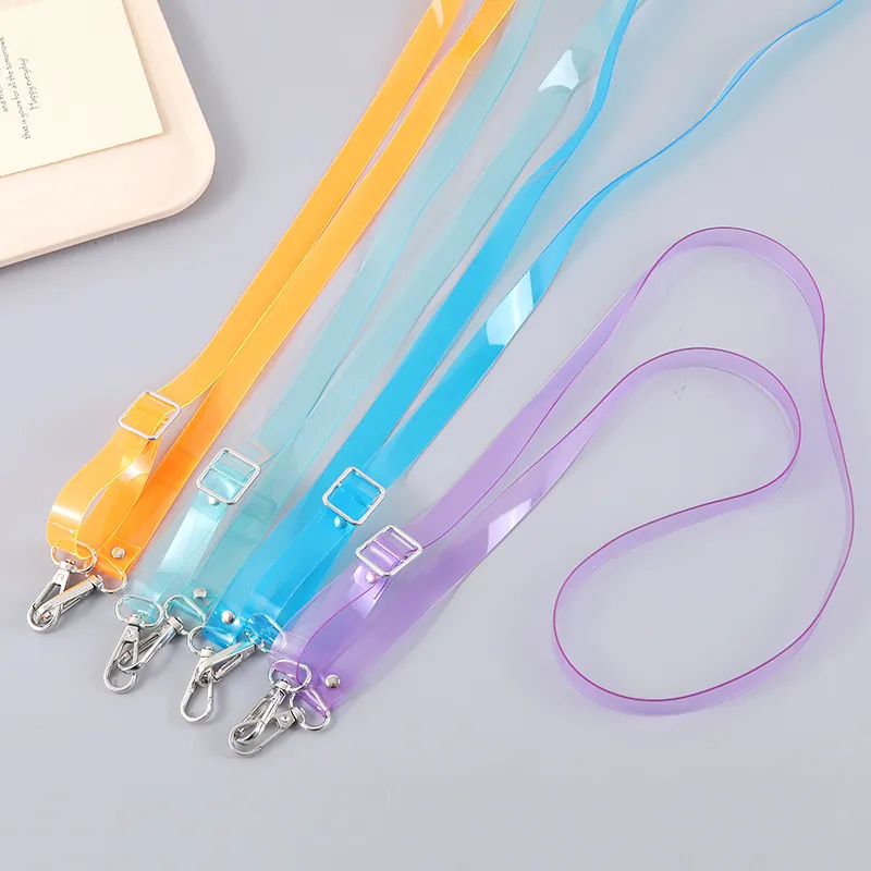 Adjustable Translucent TPU Phone Lanyard Crossbody Shoulder Strap With Metal Clasp Simple Style Mobile Accessory For Women Girls