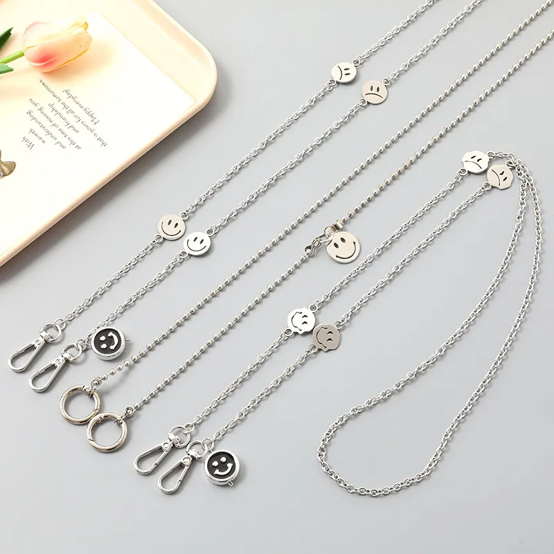 Moda Catena del Telefono in Metallo Pendente Faccia Sorridente Tracolla Accessorio per Borsa Anti-smarrimento Donna