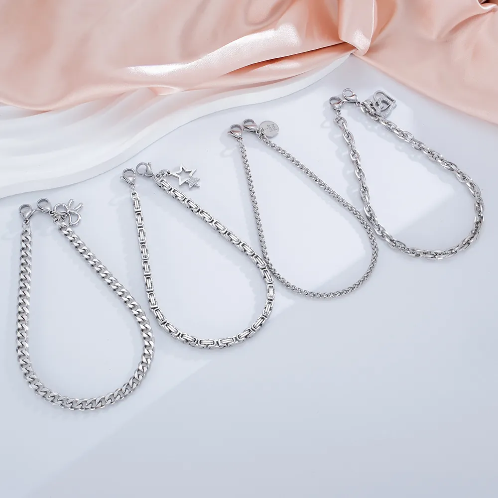 Stainless Steel Star Heart Bowknot Bag Charm Short Metal Hand Chain Phone Case Decoration Fashion Accessory Women