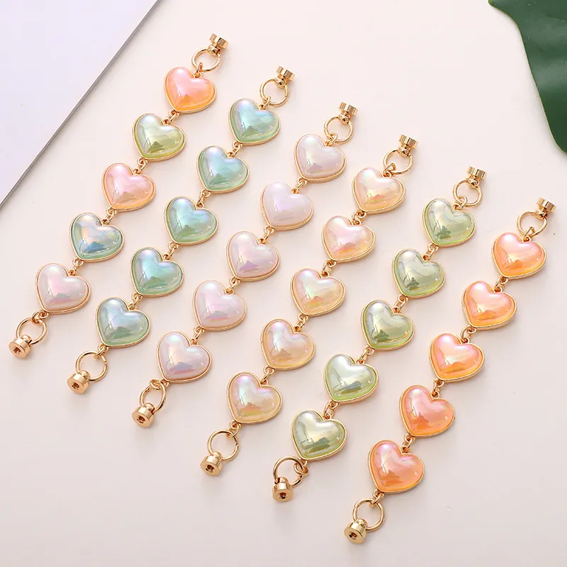 Iridescent Heart Acrylic Phone Chain Bracelet Iridescent Pearl Luster Phone Lanyard With Magnetic Clasp Accessory For Women