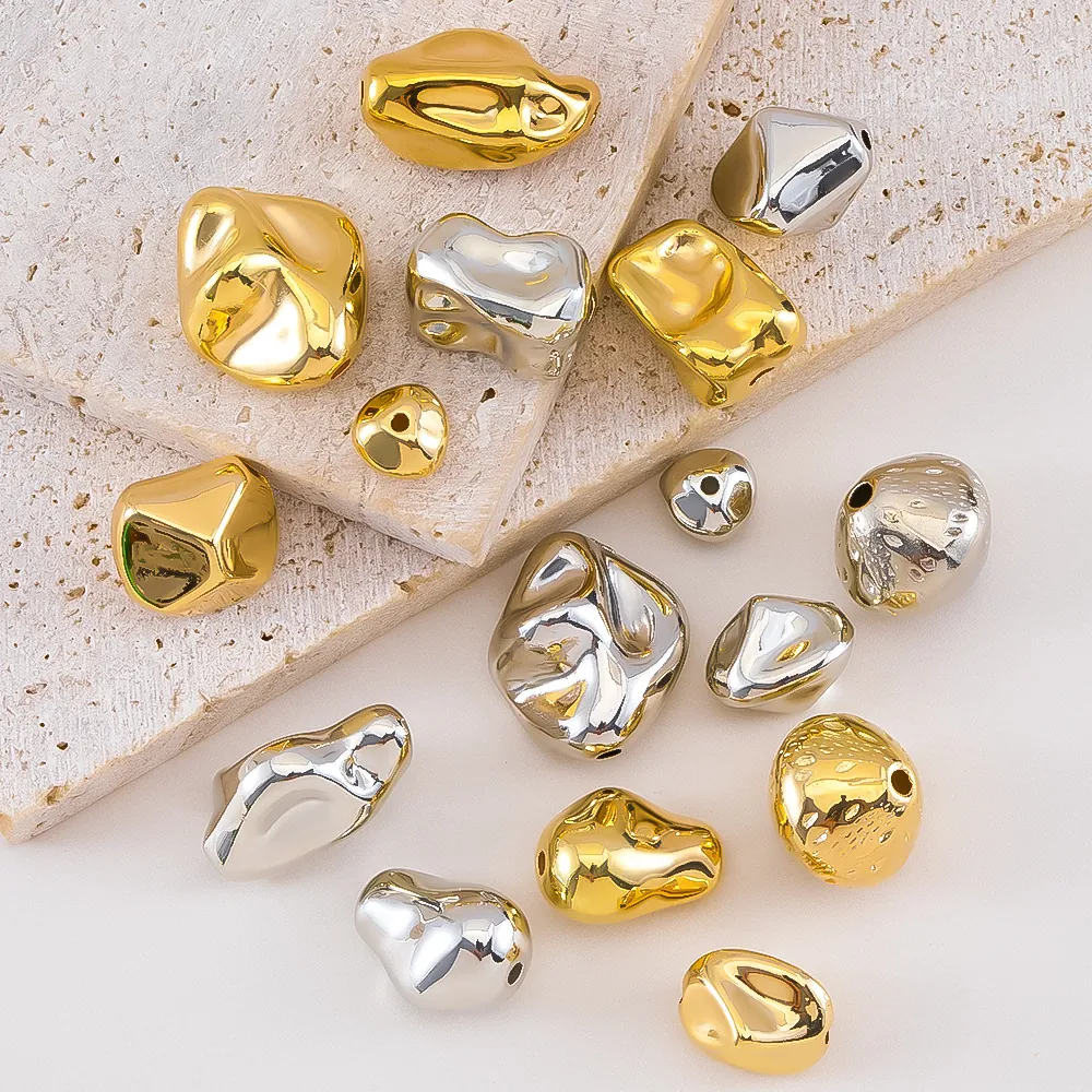 Perles en Plastique CCB Irrégulières Aspect Métal Fondu Or Argent Galvanisé Perles Intercalaires pour Bijoux DIY