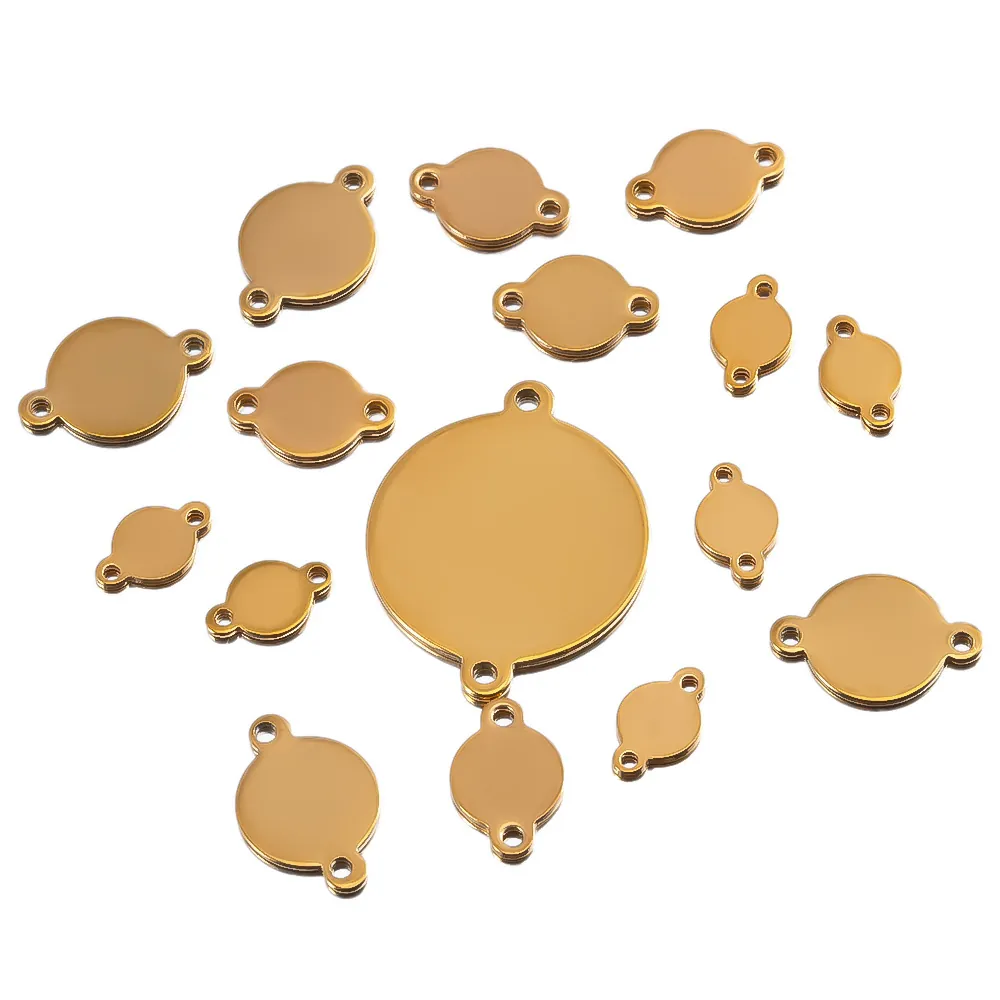 Connecteur Rond Vierge en Acier Inoxydable Double Trou Pendentifs DIY Fabrication de Bijoux Pour Collier Bracelet Charme